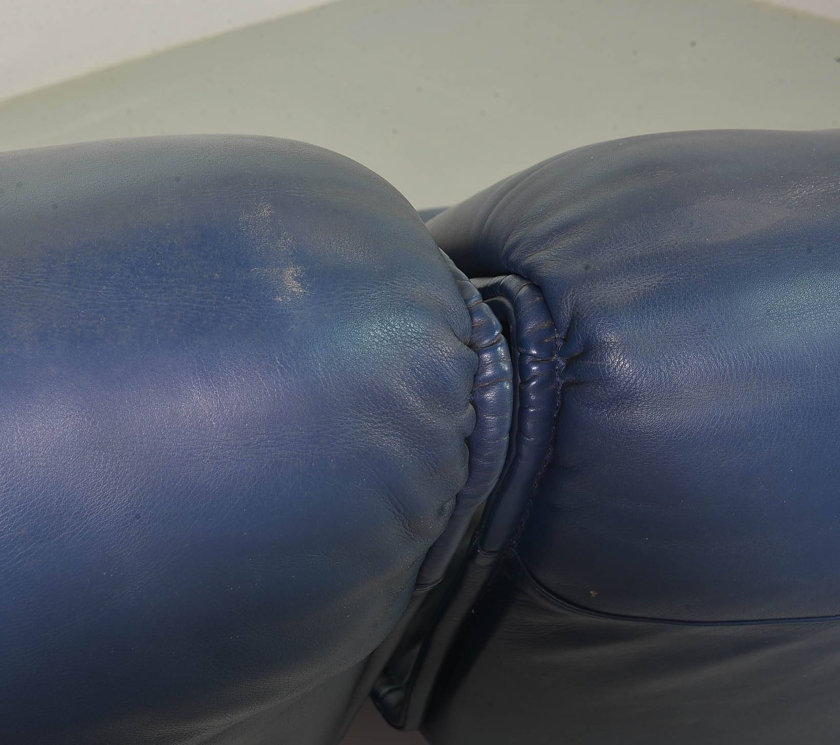 Vico Magistretti 3-Seat Flexible Cassina Blue Leather 'Veranda' Sofa, Italy