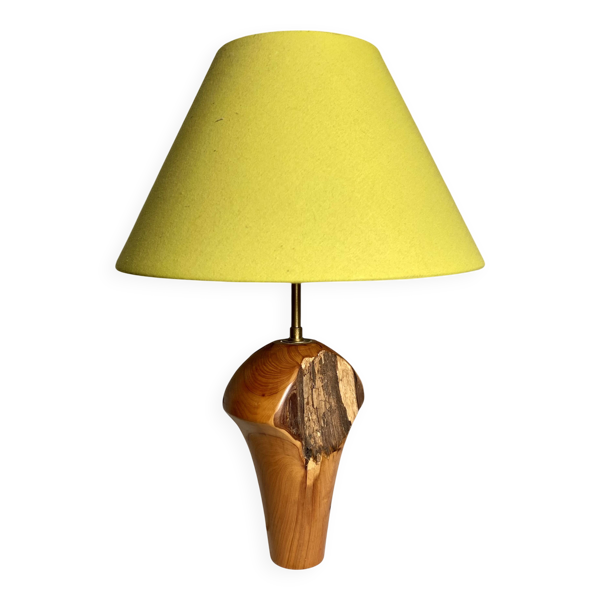 Lampe bois brutaliste vintage 1970-80 forme libre