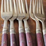 Antique wood and brass cutlery set – 41 pieces