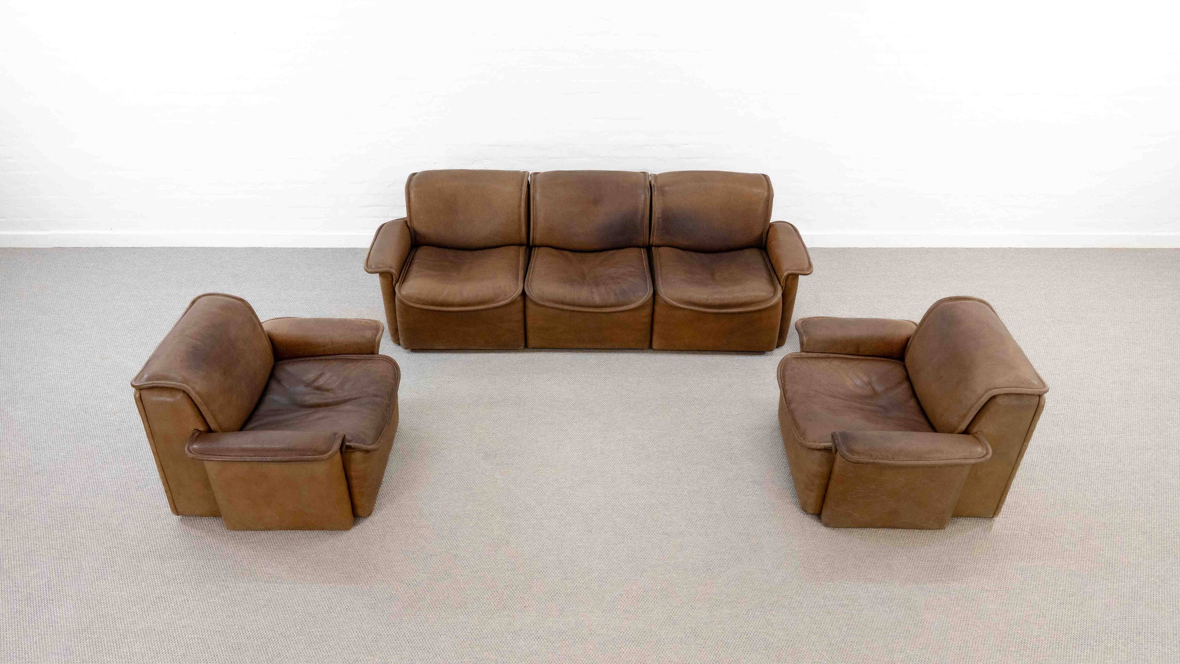 Modular De Sede Sofa DS-12 in cognac leather, 70s