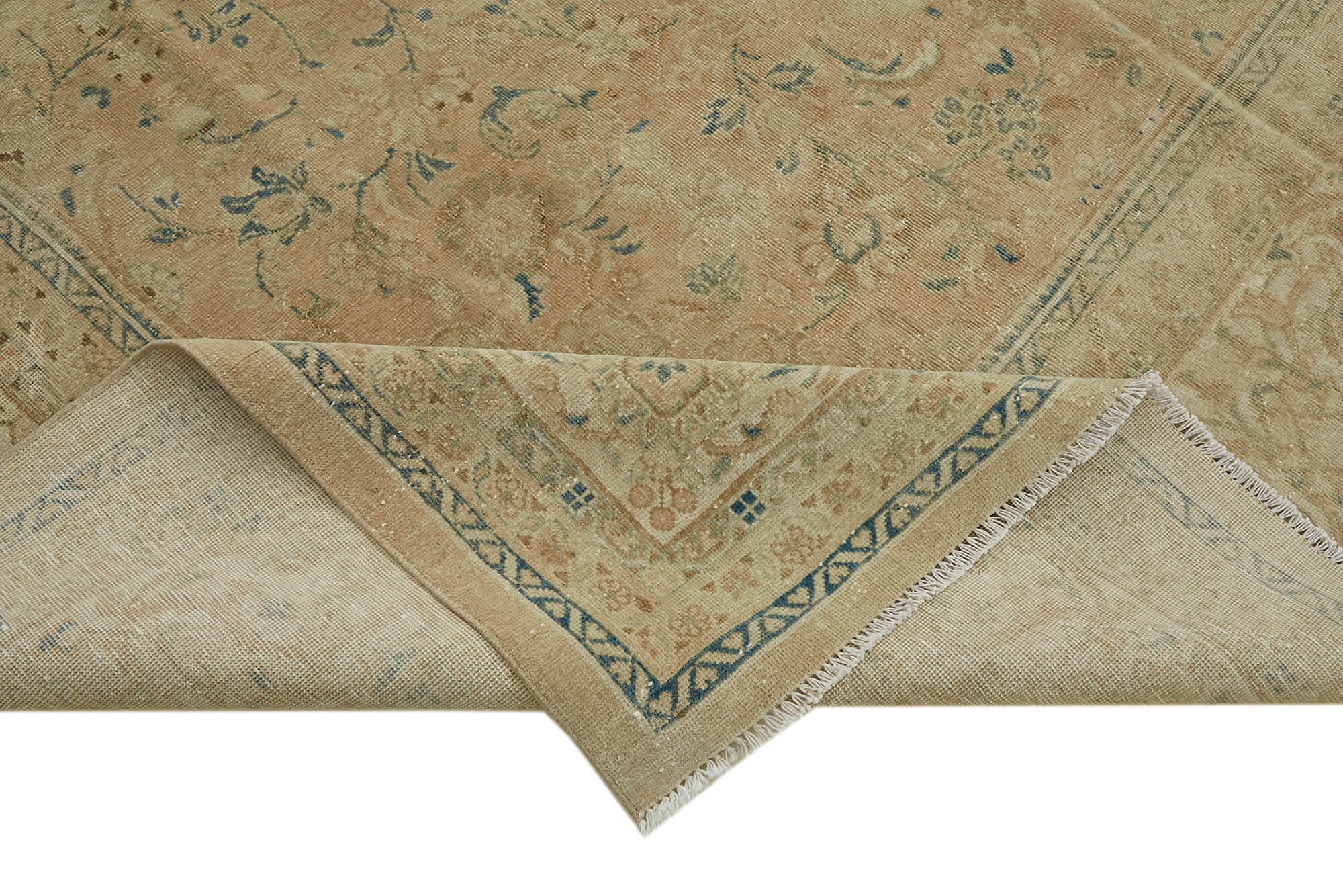 Handmade oriental 1980s 294 cm x 407 cm beige wool carpet