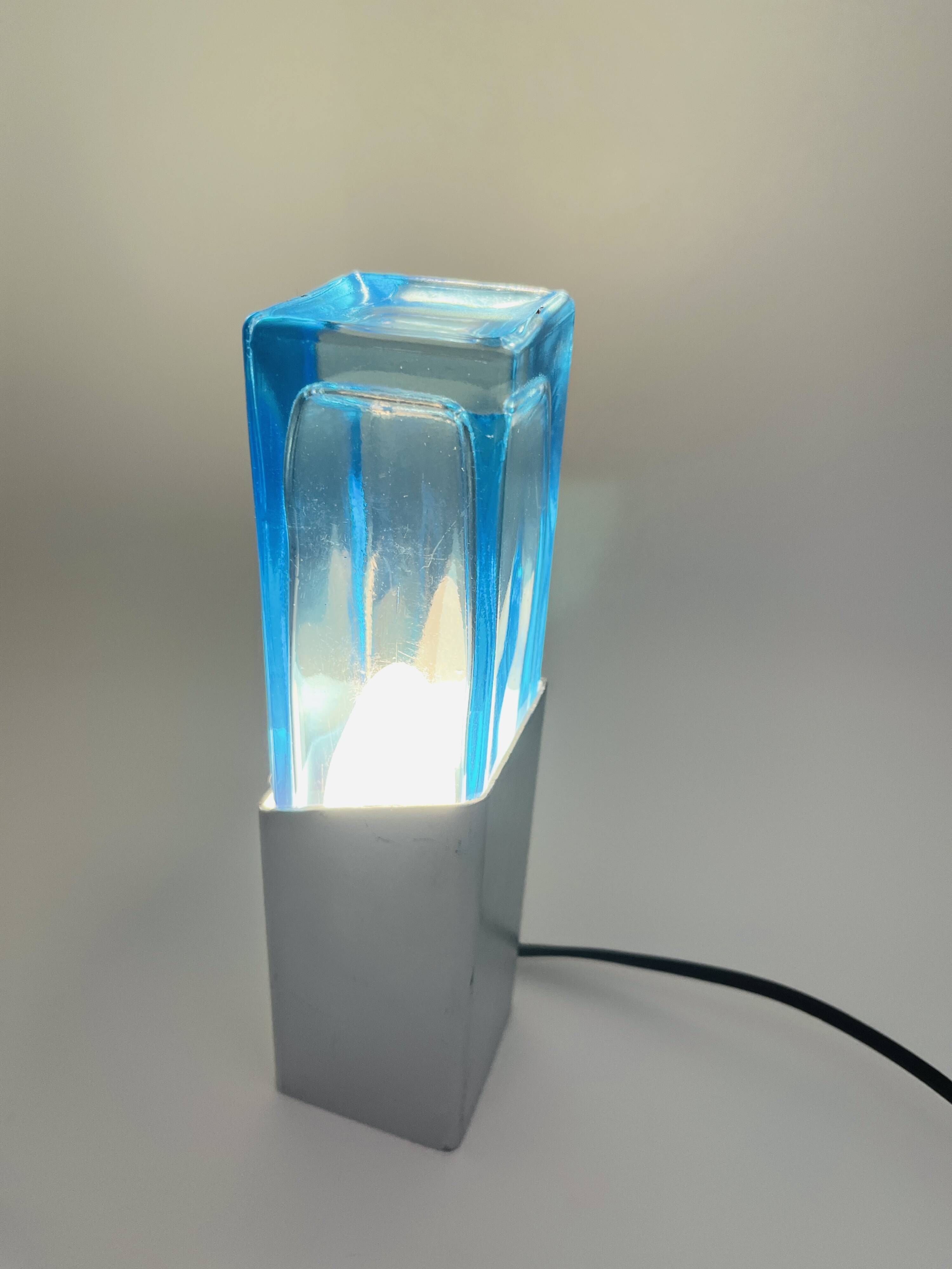 Space Age Glass Block Lamp Murano 1970