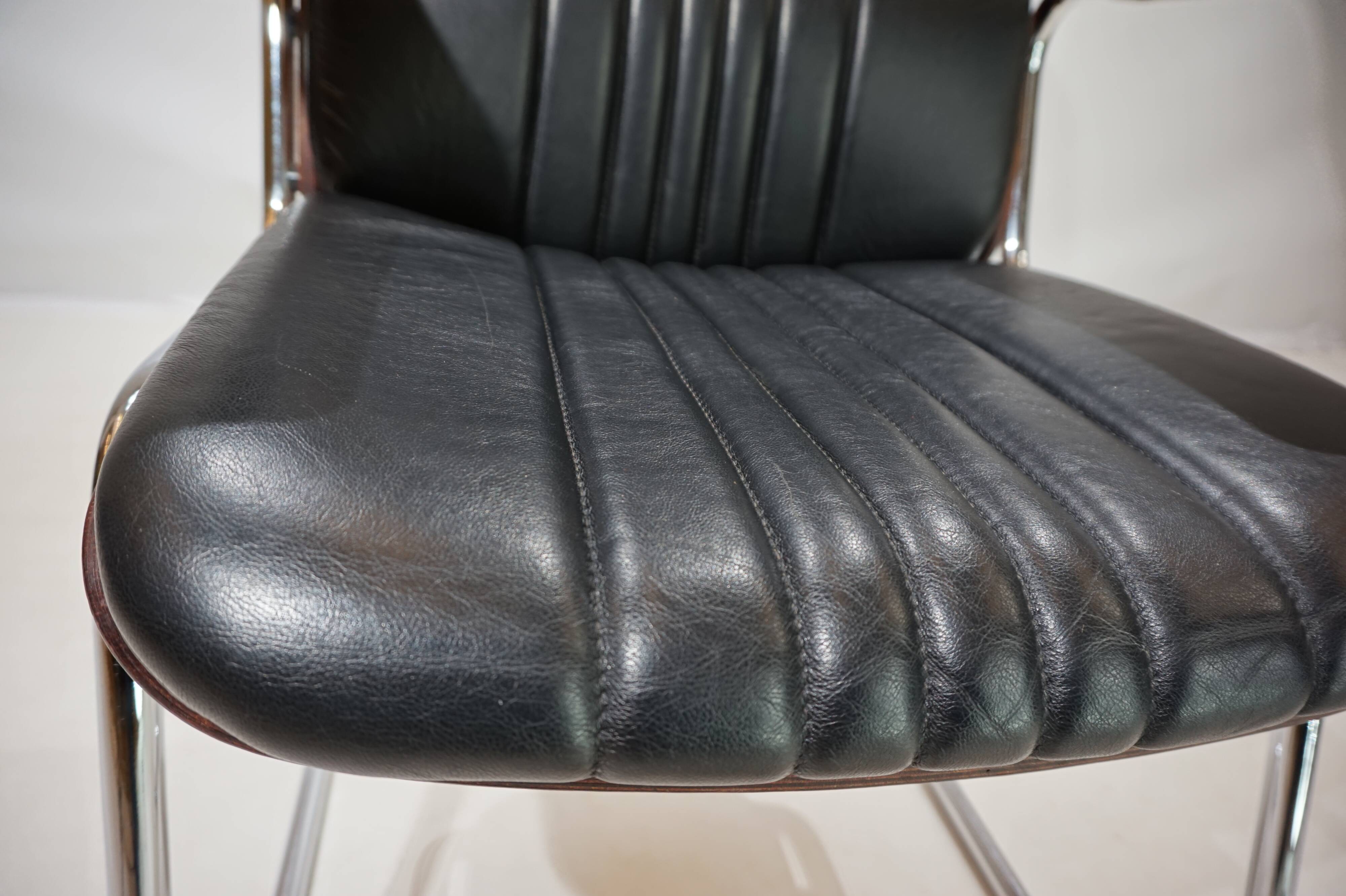 Set of 4 Martin Stoll Leather Dining/Conference Chairs by Professor Karl Dittert