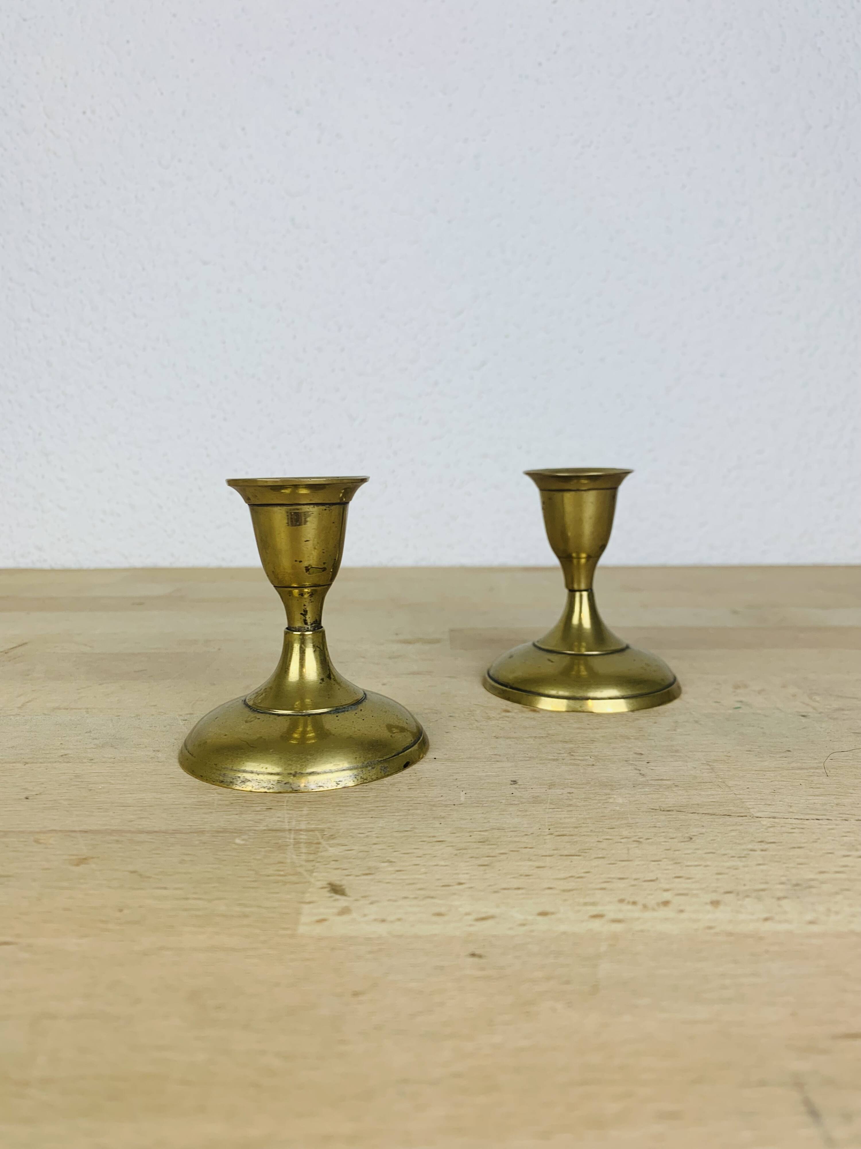 Pair of vintage gilded brass candlesticks