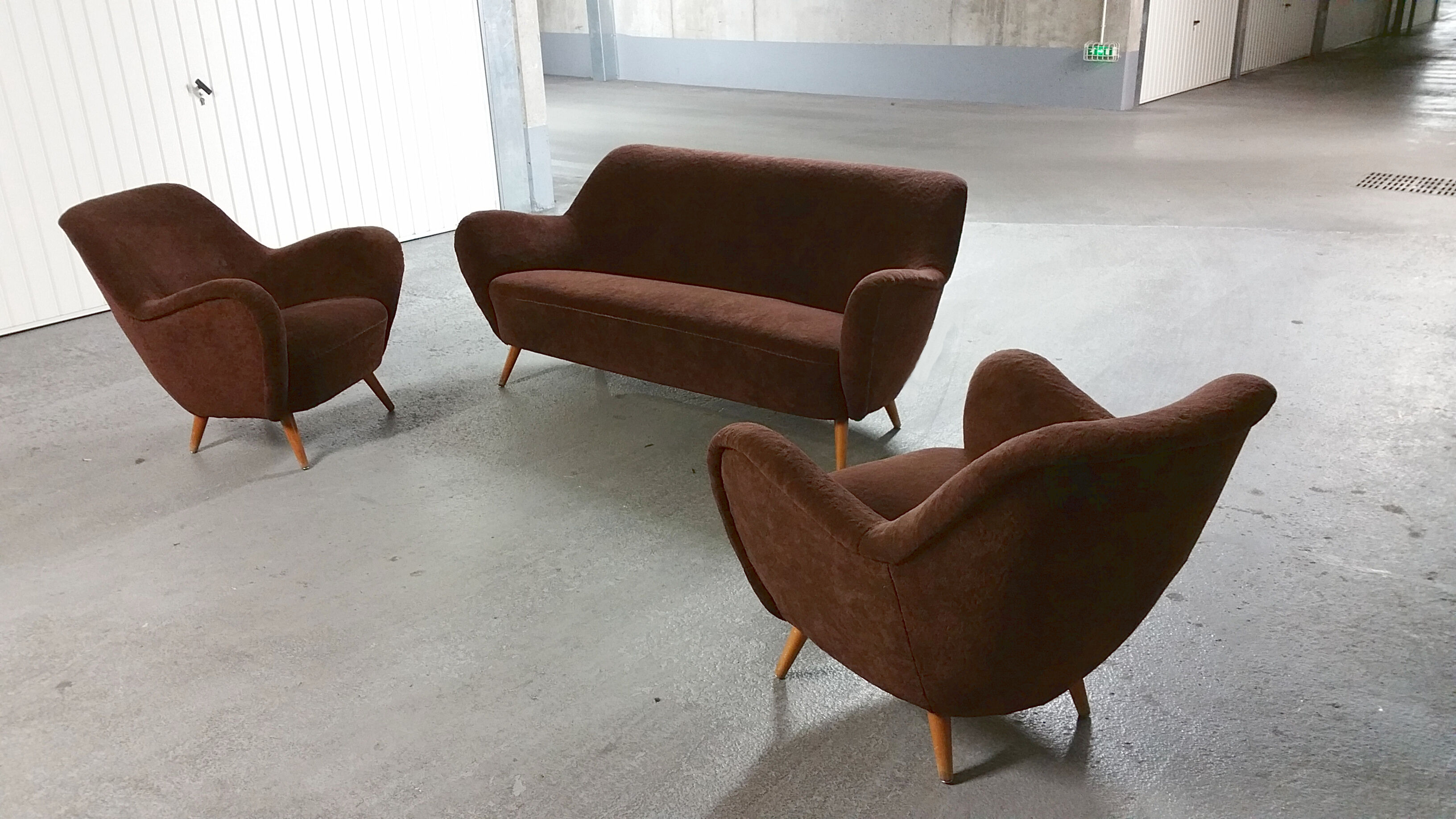 Salon canapé 2 fauteuils organic année 50