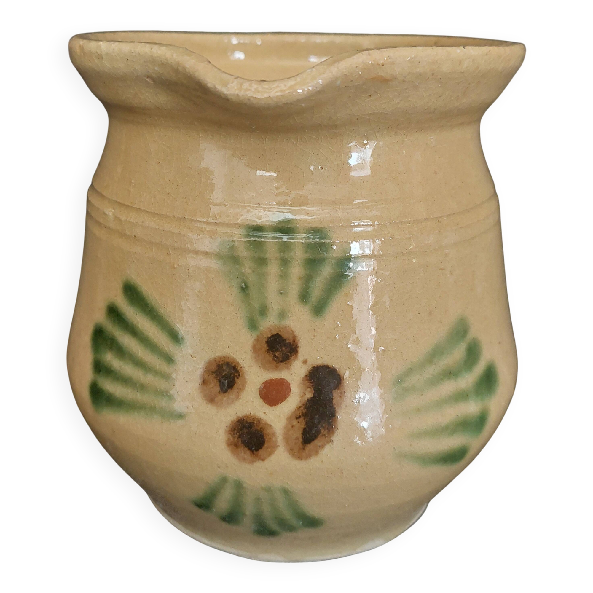 Alsatian glazed terracotta pitcher from Soufflenheim, early 20th century