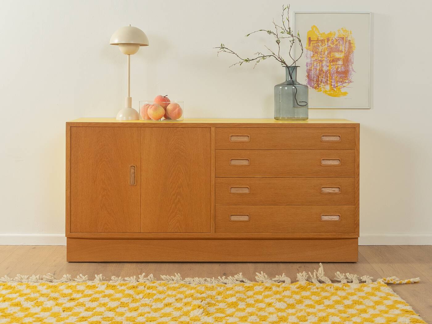 Sideboard by Poul Hundevad, 1960s, oak veneer, yellow Resopal