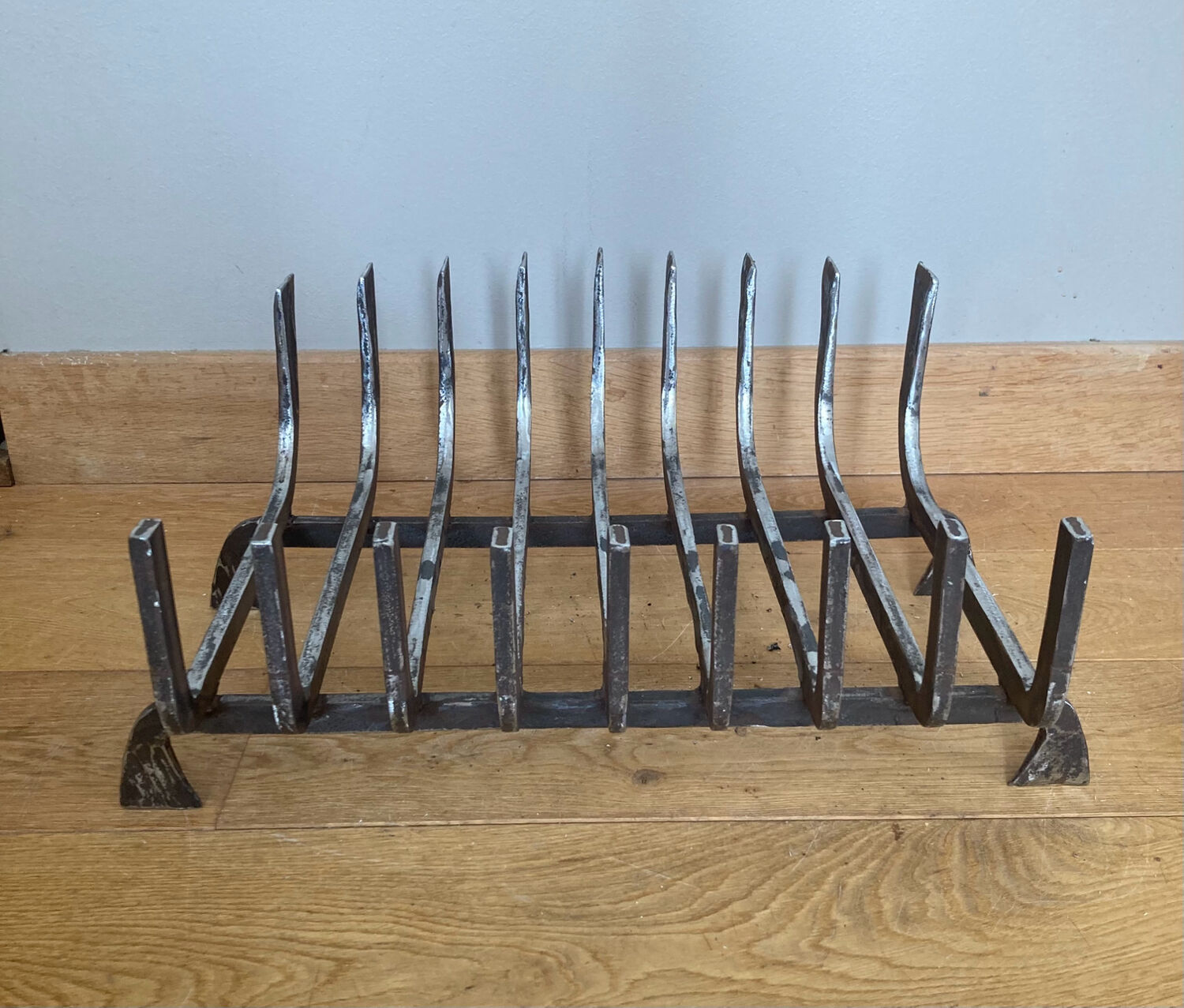 Large 19th century wrought iron log rack