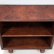 Vintage small walnut and birch root art deco bookcase, italy