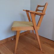 Bridge chair with armrests Scandinavian style yellow skaï
