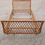 Vintage rattan daybed in basket shape - 1950s