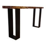 redwood console with steel foot