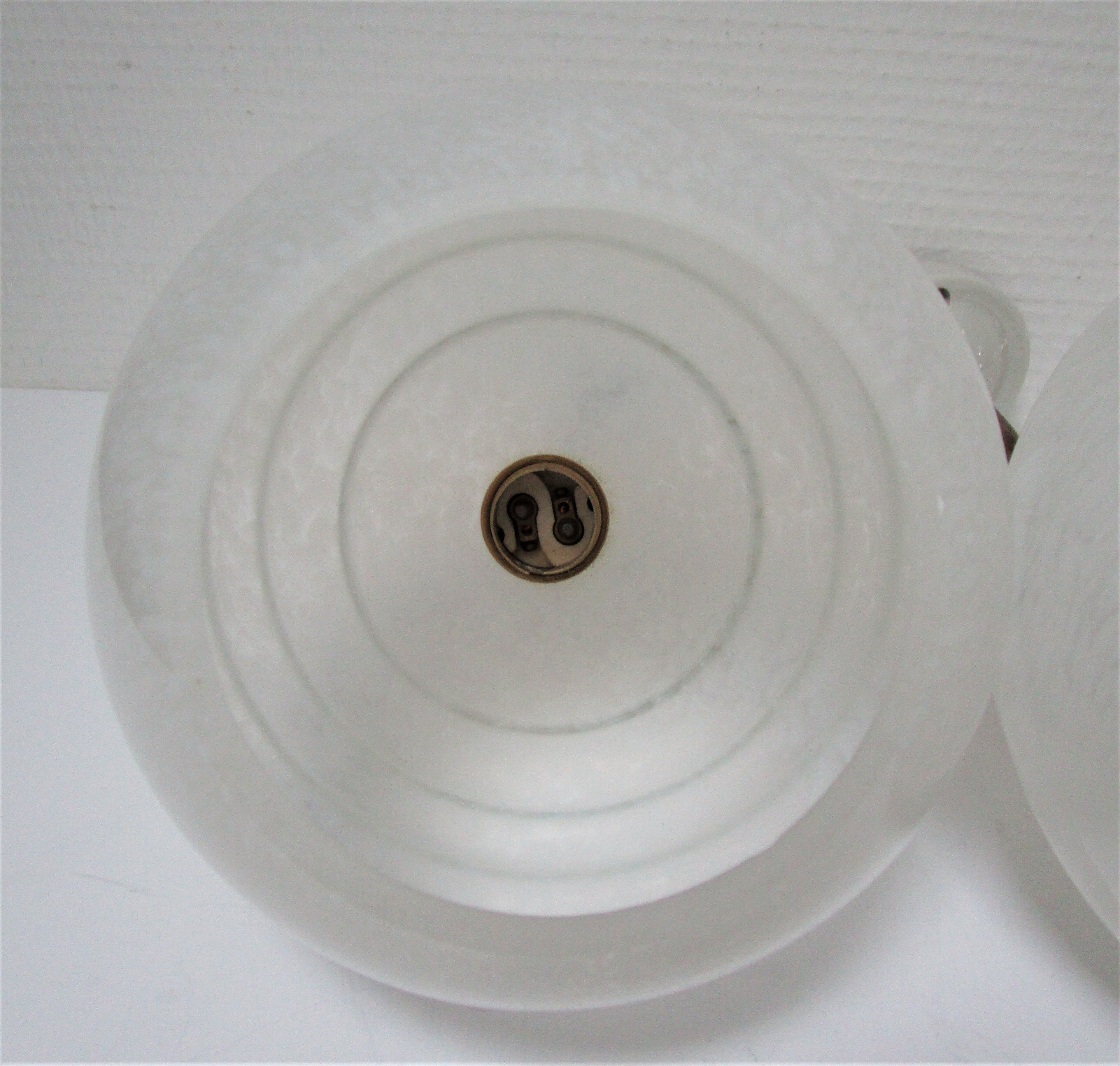Pair of porcelain sconces brass glass of clchy white art deco