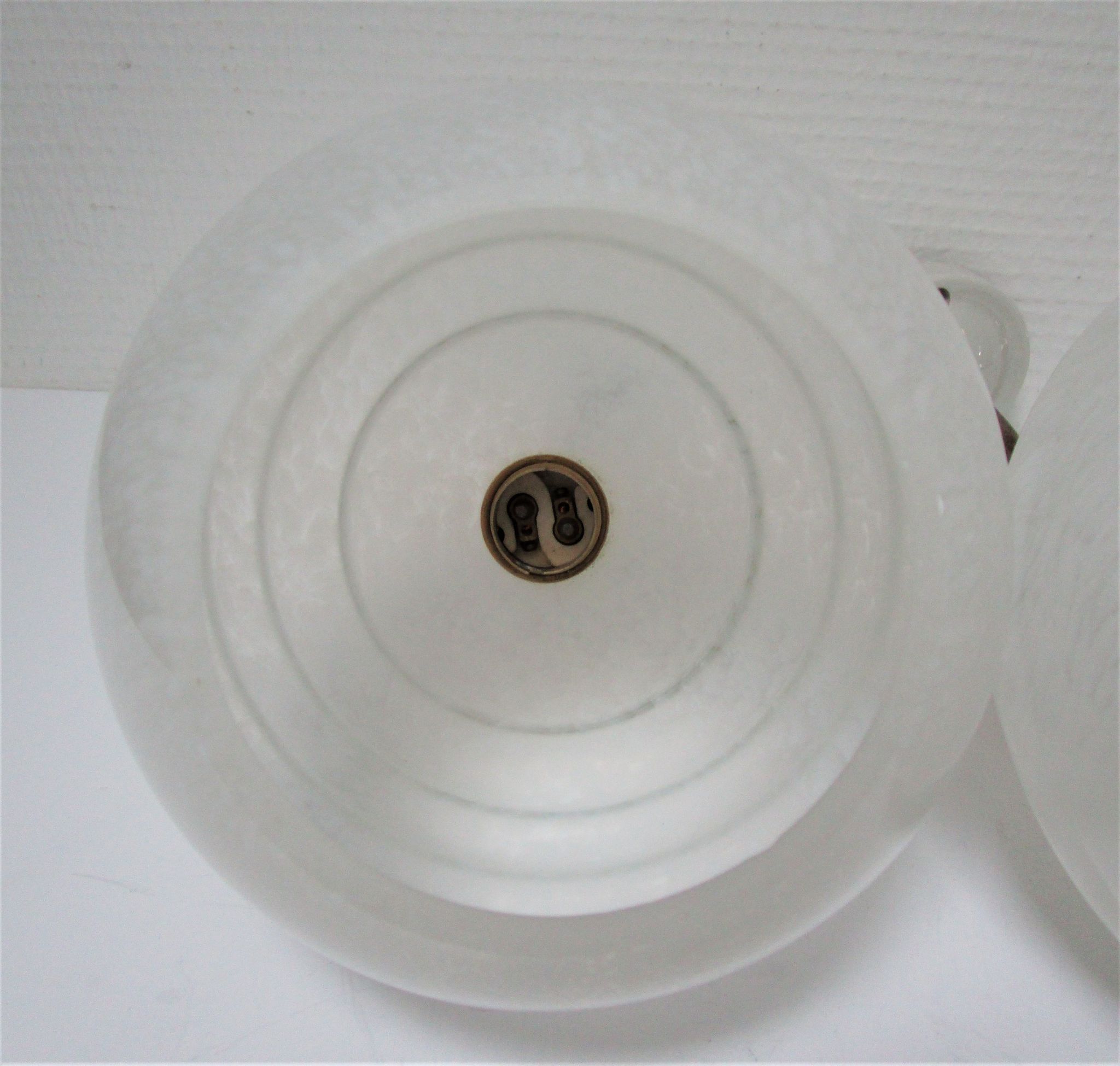 Pair of porcelain sconces brass glass of clchy white art deco