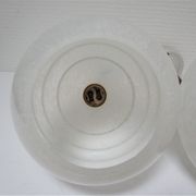 Pair of porcelain sconces brass glass of clchy white art deco