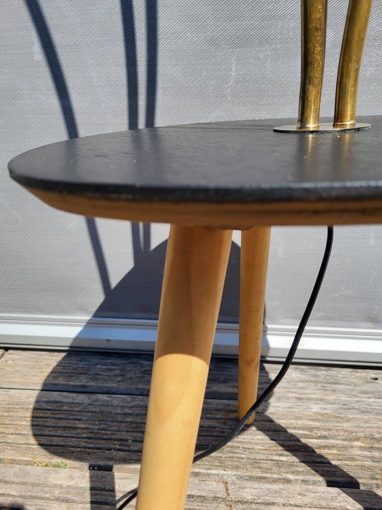 Three-light painter's table lamp in brass from the 1950s.