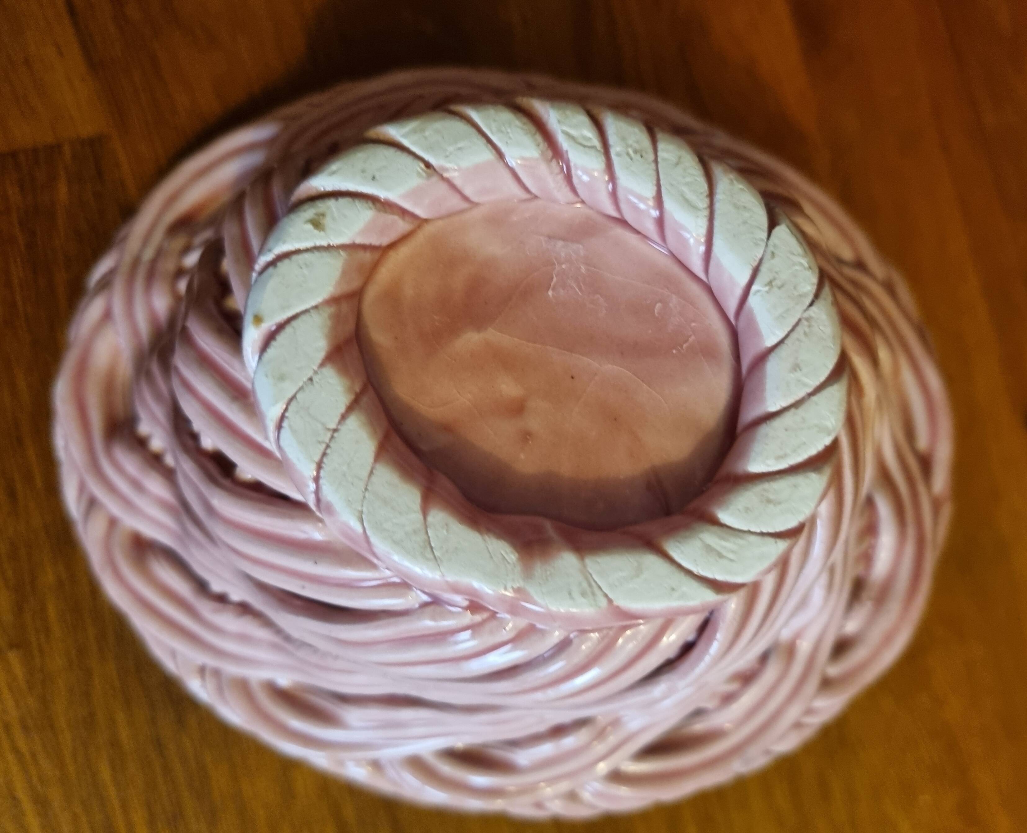 Vintage woven ceramic pocket basket