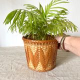 Vintage bamboo flowerpot