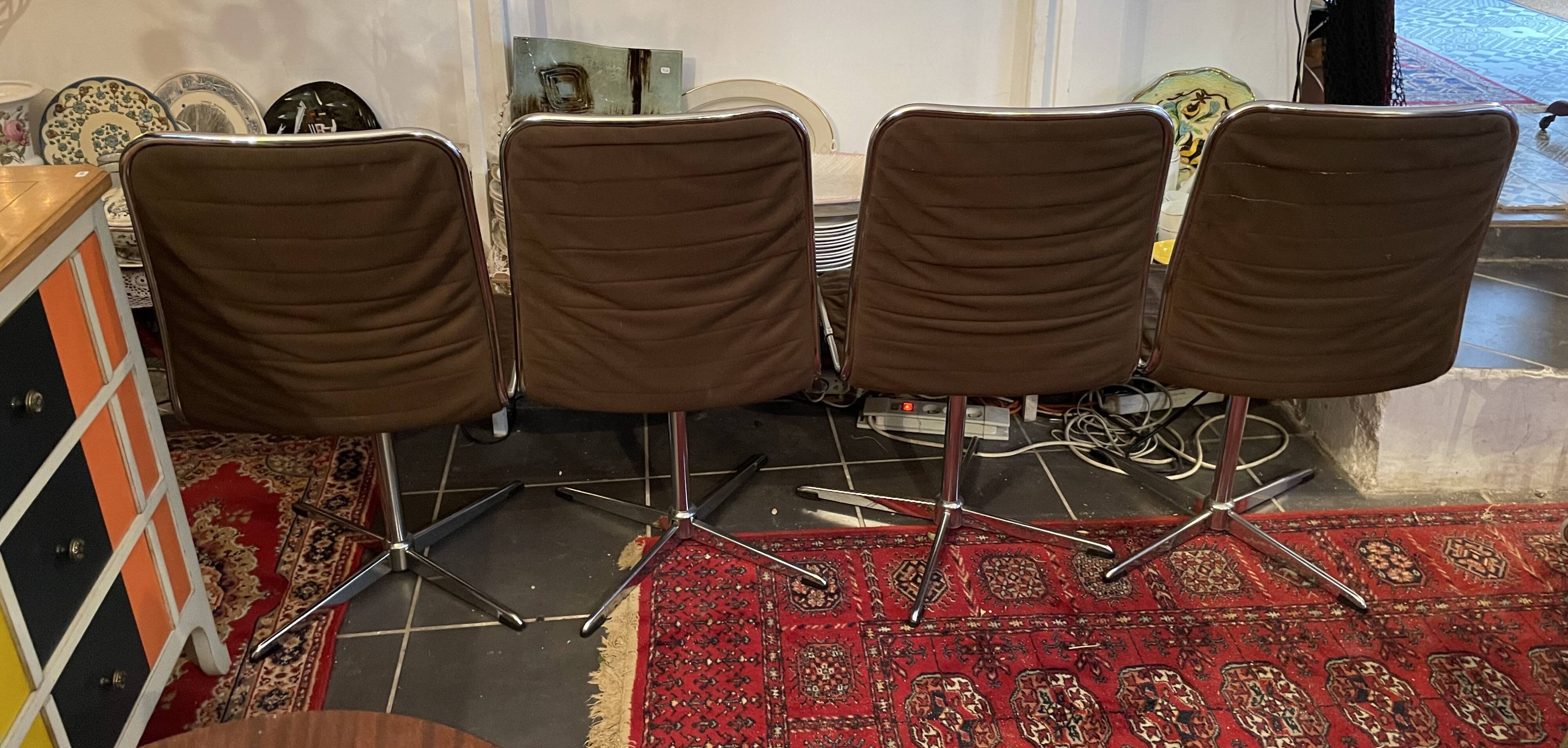 Set of 4 vintage 60s 70s chrome and fabric chairs