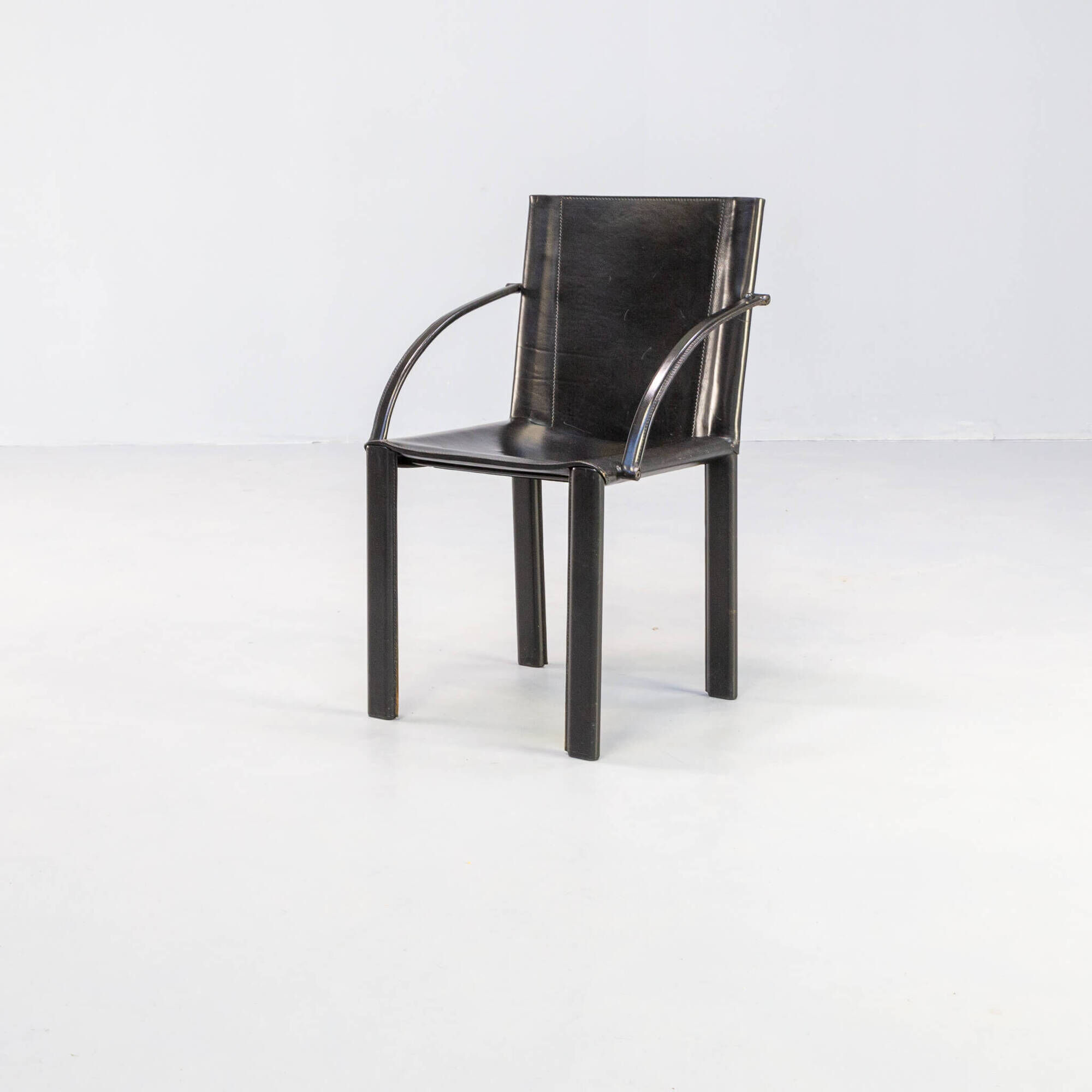 Carlo Bartoli black leather dining chair for Matteo Grassi set/4