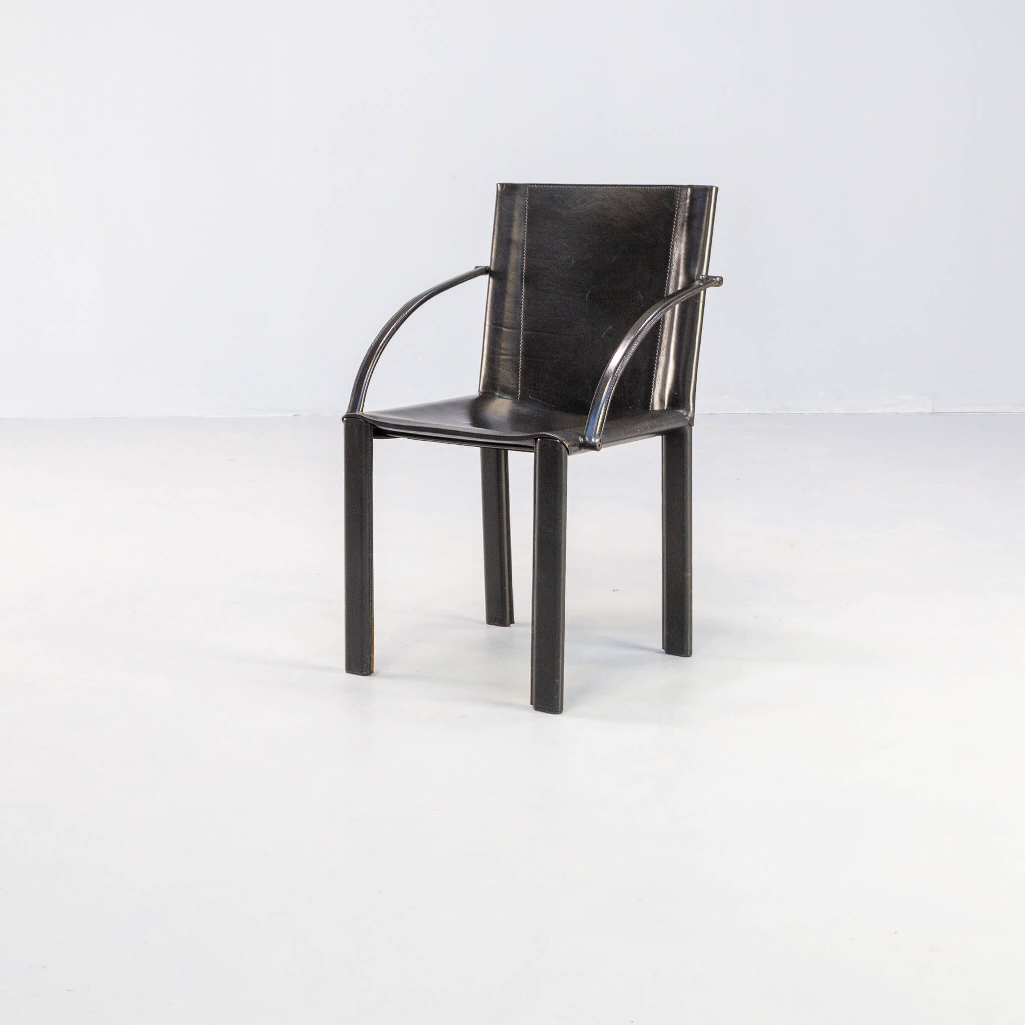 Carlo Bartoli black leather dining chair for Matteo Grassi set/4
