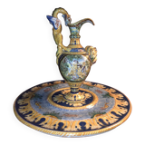 Ewer on base in Nevers earthenware Aintoine Montagnon max diameter 40 cm height 28cm
