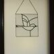 Vitrail décoratif oiseau, style Tiffany, verre coloré fait main 40×40 cm