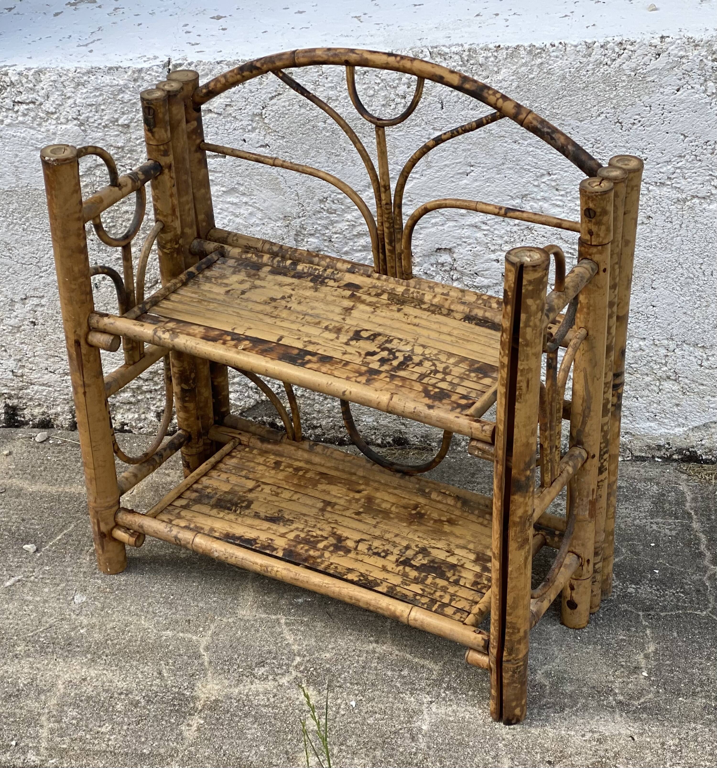 Vintage rattan shelf 1970-80
