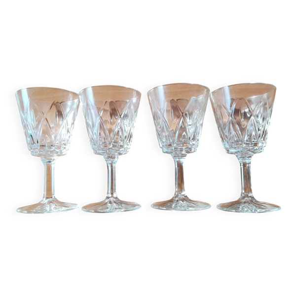Lot de 4 Verres à Pieds arlequin  en Cristal
