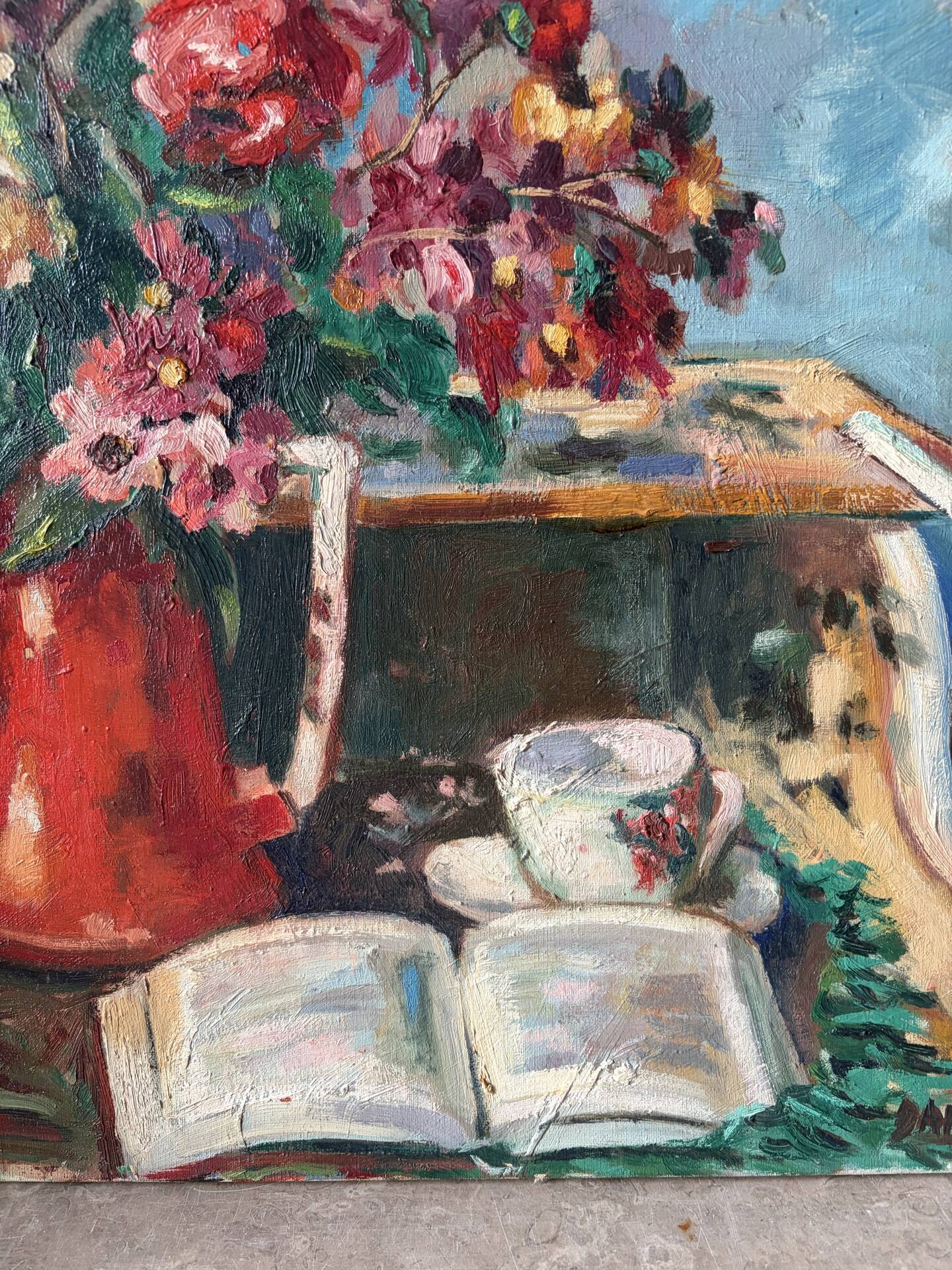 Afternoon bouquet, still life, oil on canvas signed