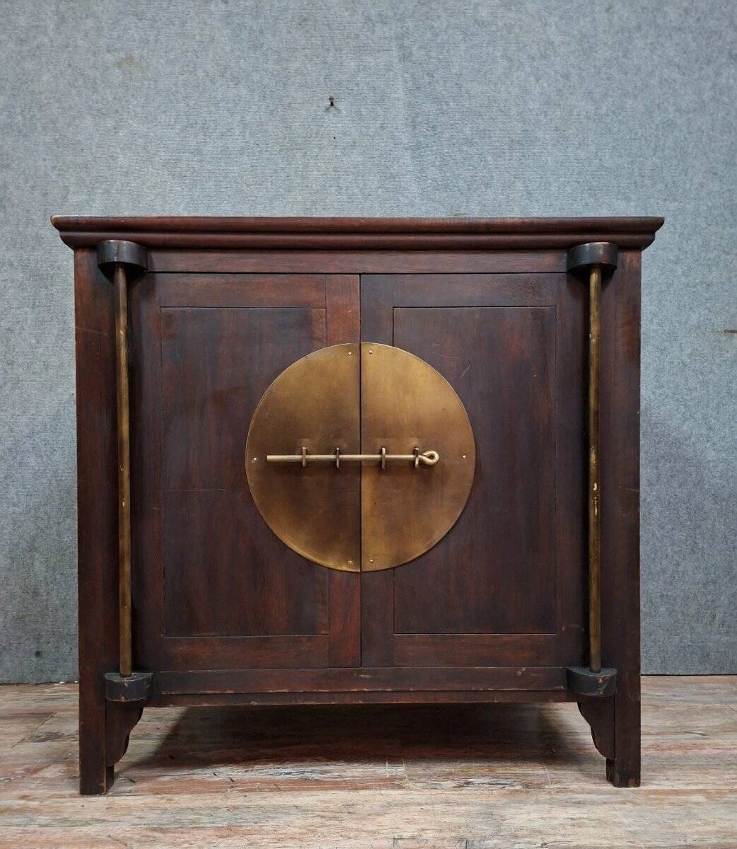 Buffet / antique Chinese wooden cabinet with brass fittings.