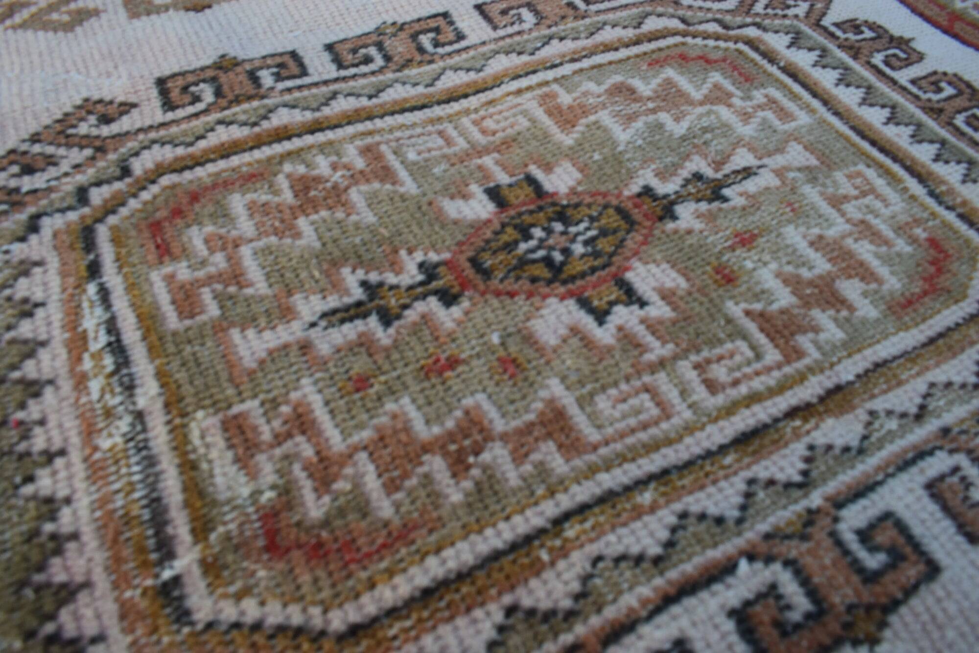 Vintage Turkish hallway rug 133x377 cm