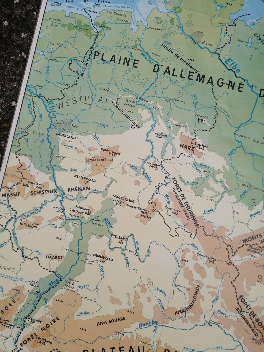 Old MDI Map of Germany Vintage Physical and Political.