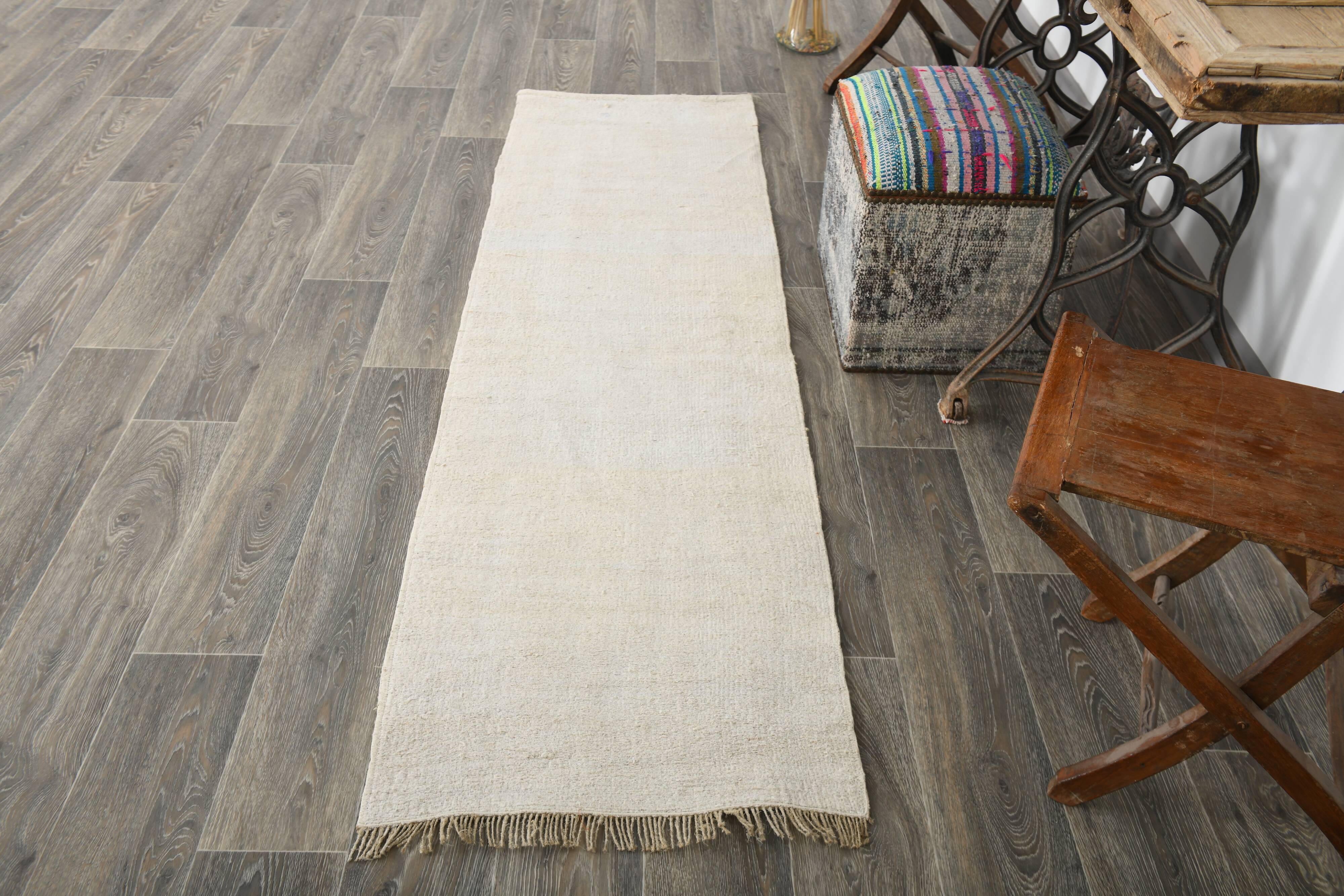 2x7 Muted Color Handmade Runner Rug, Hemp Runner, 68x200 Cm