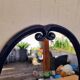 Vintage enameled blue oval mirror