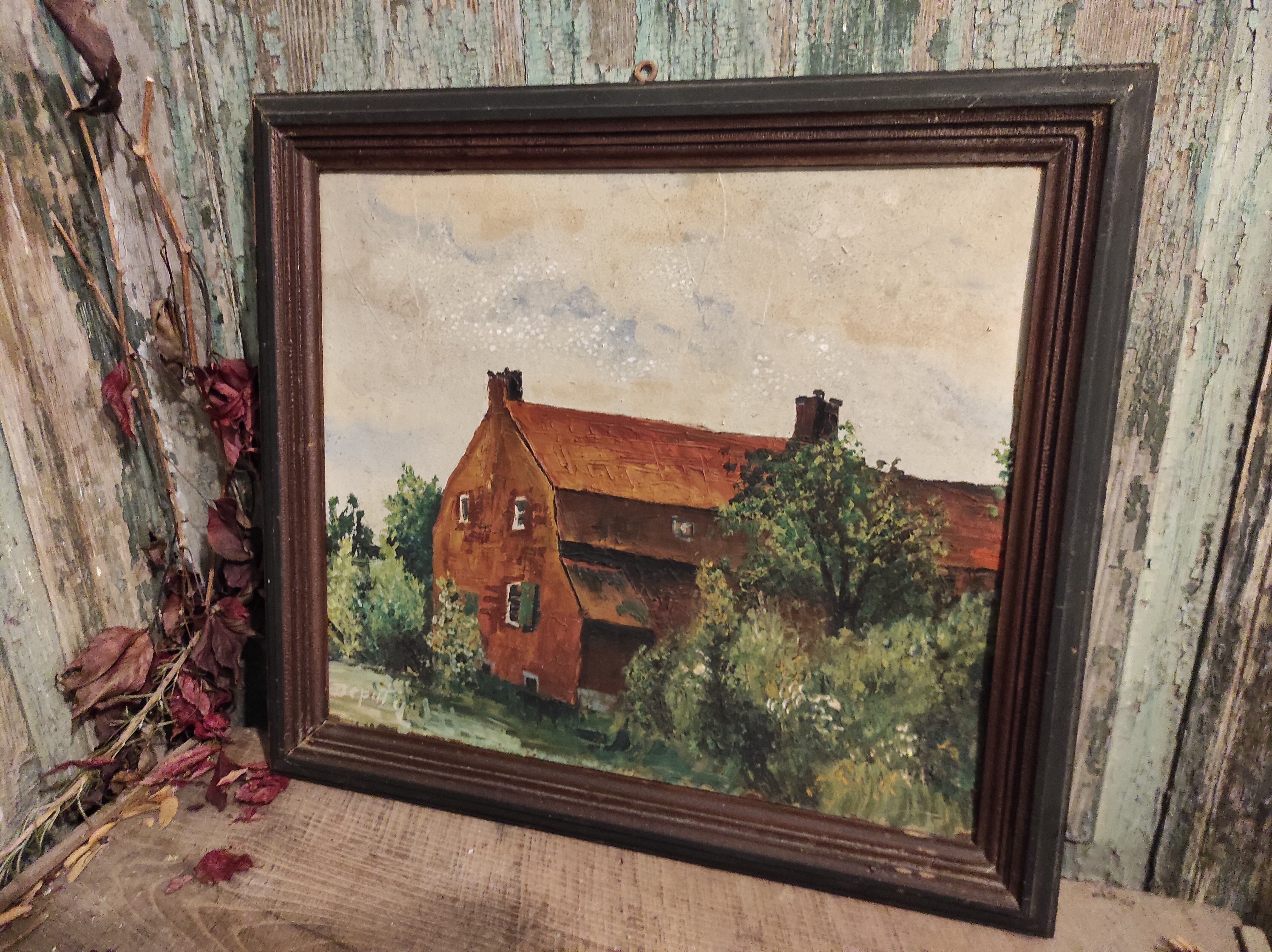 French vintage oil painting, signed Deputy