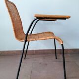 Rattan armchair, metal structure, Germany, 70s