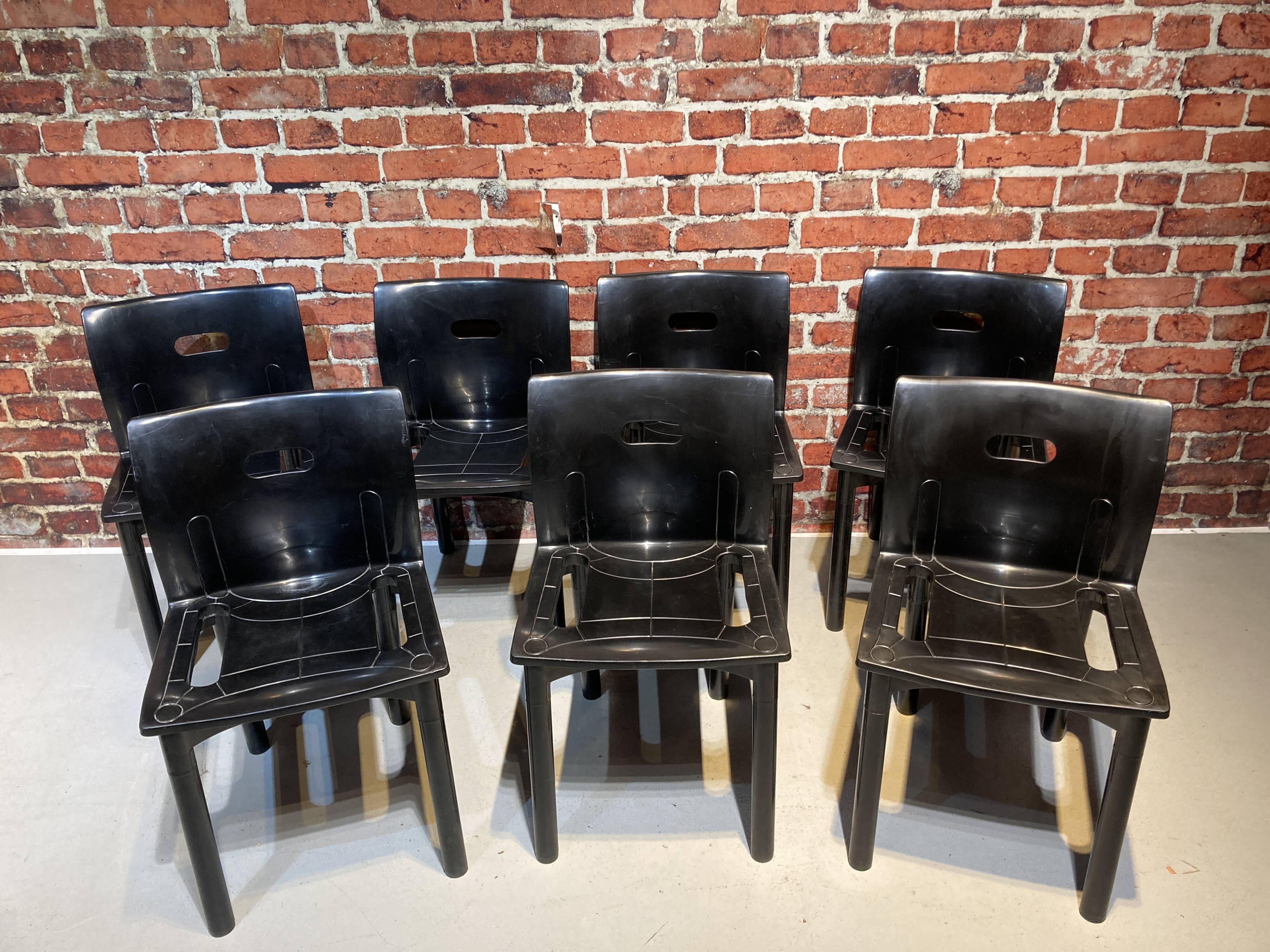 Suite of seven model 4870 chairs designed by Anna Castelli Ferrieri for Kartell