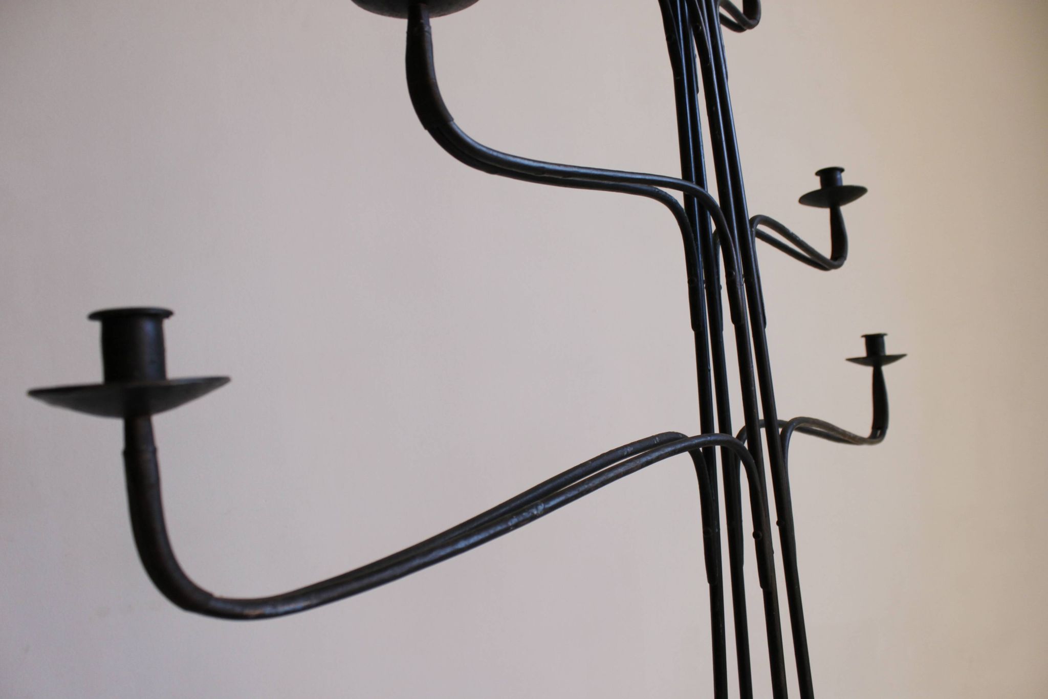 Large Wrought Iron Floor Candelabra, 1950s