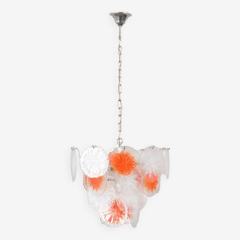 Vistosi Murano glass disc chandelier "Fiocchi Di Neve", Italy, 1970s