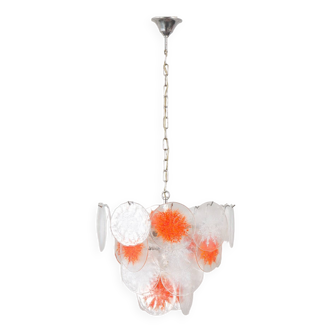 Vistosi Murano glass disc chandelier "Fiocchi Di Neve", Italy, 1970s