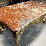 Middle table in gilded wood from the napoleon iii period red marble top