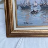 Signed framed painting Oil on canvas “Honfleur” dimensions: height -49cm- width -63 cm-