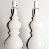 Sculptural Art Glass Murano Style Table Lamps, Black & White, 1960s, Set of 2