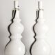 Sculptural Art Glass Murano Style Table Lamps, Black & White, 1960s, Set of 2