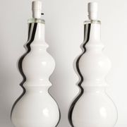 Sculptural Art Glass Murano Style Table Lamps, Black & White, 1960s, Set of 2