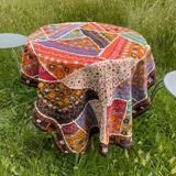 Oriental tablecloth with mirror and embroidery