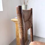 Set of 6 straw and oak Beauche chairs.