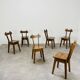 6 brutalist solid wood chairs, chalet decor, vintage