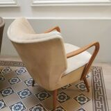 Vintage armchair 50s 60 velvet beige champagne